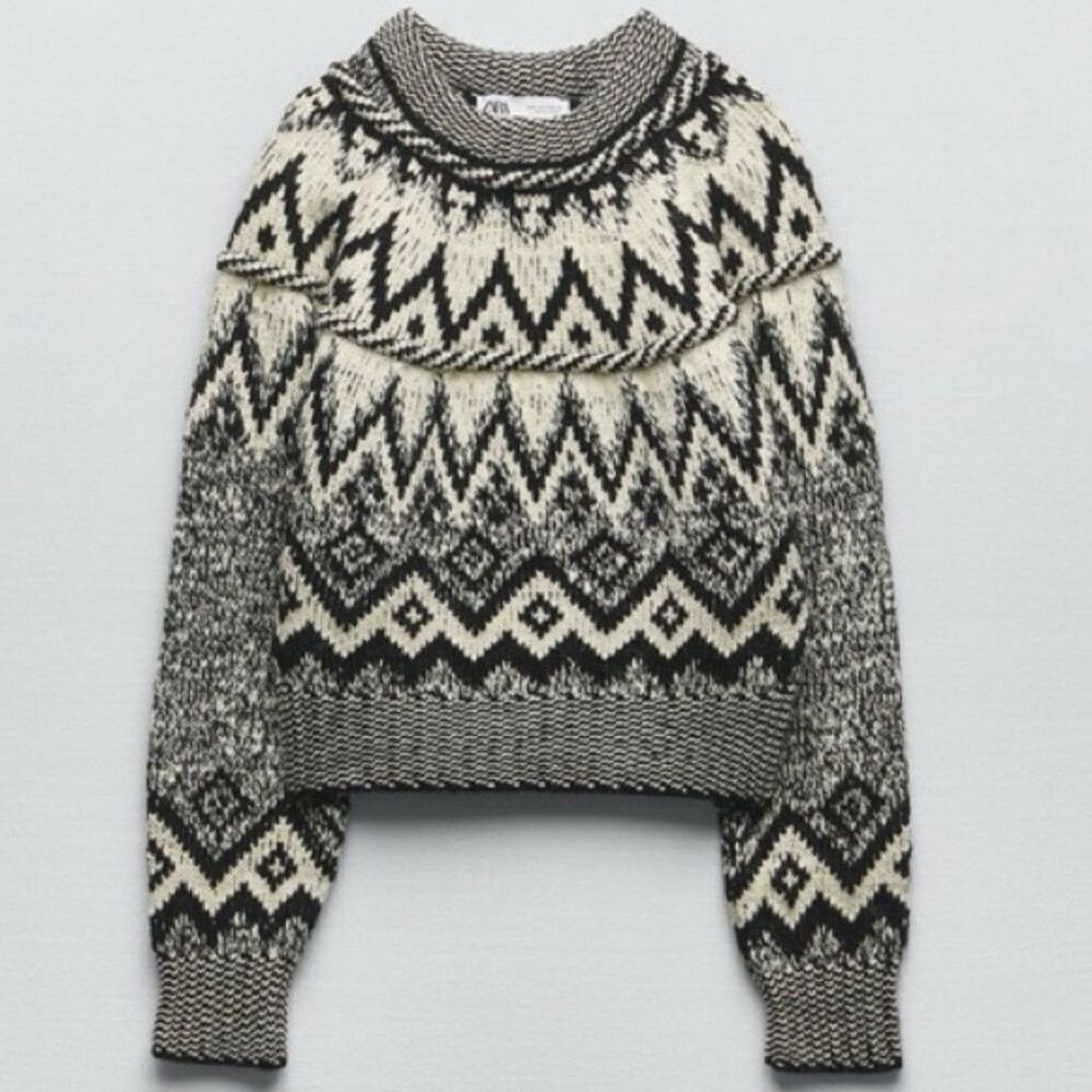 NWT Jacquard Black and White Knit Sweater size S